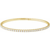14K Yellow Gold 3 CTW Natural Diamond Flexible Bangle 7" Bracelet