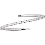 14K White Gold 5 CTW Lab-Grown Diamond Flexible Bangle 7" Bracelet