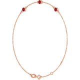 14K Rose Gold Lab-Grown Ruby Bezel-Set 3-Stone 6 1/2-7 1/2" Bracelet