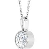 Platinum 9/10 CT Natural Diamond Bezel-Set Solitaire 16-18" Necklace