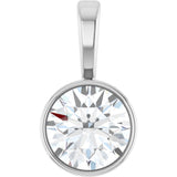 14K White Gold 1/2 CT Natural Diamond Bezel-Set Solitaire Pendant