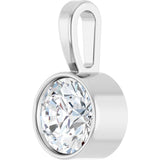 14K White Gold 1/2 CT Natural Diamond Bezel-Set Solitaire Pendant