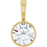 14K Yellow Gold 1/2 CT Natural Diamond Bezel-Set Solitaire Pendant