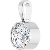 14K White Gold 3/4 CT Natural Diamond Bezel-Set Solitaire Pendant