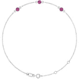 Sterling Silver Natural Pink Tourmaline Bezel-Set 3-Stone 6 1/2-7 1/2" Bracelet