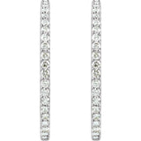 Sterling Silver Imitation White Cubic Zirconia Inside-Outside 41.5 mm Hinged Hoop Earrings