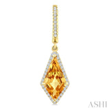 14X7 MM Evoque Gemstones Kite Shape Citrine and 1/3 Ctw Round Cut Diamond Semi-Precious Earrings in 14K Yellow Gold