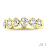 1 1/4 Ctw 7 Stone Bezel Set Oval Cut Diamond Fashion Band in 14K Yellow Gold