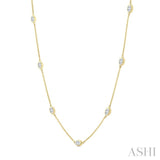 2 Ctw Oval Cut Diamond Fashion Station Necklace in 14K Yellow Gold