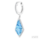 14X7 MM Evoque Gemstones Kite Shape Blue Topaz and 1/3 Ctw Round Cut Diamond Semi-Precious Earrings in 14K White Gold