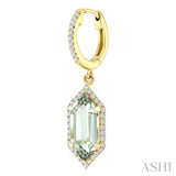 12X5 MM Evoque Gemstones Hexagon Shape Green Amethyst and 1/3 Ctw Round Cut Diamond Semi-Precious Earrings in 10K Yellow Gold