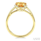 16X7 MM Evoque Gemstone Shield Shape Citrine and 1/6 Ctw Round Cut Diamond Semi-Precious Ring in 10K Yellow Gold