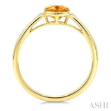 16X6 MM Evoque Gemstone Oval Shape Citrine and 1/50 Ctw Round Cut Diamond Semi-Precious Ring in 10K Yellow Gold