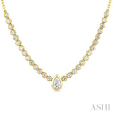 1/2 Ctw Luna Bezel Halfway Bezel Set Pear and Round Cut Diamond Necklace in 14K Yellow Gold