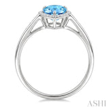 16X6 MM Evoque Gemstones Pear Shape Blue Topaz and 1/6 Ctw Round Cut Diamond Semi-Precious Ring in 10K White Gold