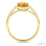 16X6 MM Evoque Gemstone Hexagon Shape Citrine and 1/5 Ctw Round Cut Diamond Semi-Precious Ring in 10K Yellow Gold
