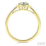 16X6 MM Evoque Gemstone Oval Shape Green Amethyst and 1/50 Ctw Round Cut Diamond Semi-Precious Ring in 10K Yellow Gold