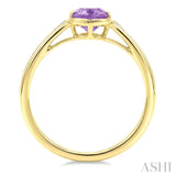 16X6 MM Evoque Gemstones Oval Shape Amethyst and 1/50 Ctw Round Cut Diamond Semi-Precious Ring in 10K Yellow Gold