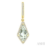 12X5 MM Evoque Gemstones Kite Shape Green Amethyst and 1/3 Ctw Round Cut Diamond Semi-Precious Earrings in 10K Yellow Gold