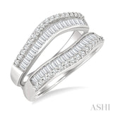 1 1/10 Ctw Baguette and Round Cut Diamond Insert Ring in 14K White Gold