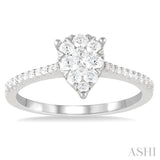 1/3 Ctw Pear Shape Round Cut Diamond Fashion Ring in 14K White Gold