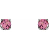 14K White Gold Imitation Pink Tourmaline Youth Earrings
