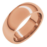 10K Rose Gold 7 mm Comfort-Fit Half Round Band Size 11