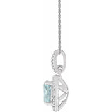 Sterling Silver Natural Aquamarine & .01 CTW Natural Diamond 18" Necklace