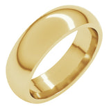18K Yellow Gold 6 mm Comfort-Fit Half Round Band Size 7.5