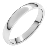 14K White Gold 3 mm Lightweight Comfort-Fit Half Round Band Size 7.5
