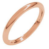 10K Rose Gold 2 mm Comfort-Fit Half Round Band Size 6