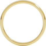 14K Yellow Gold 2 mm Lightweight Comfort-Fit Half Round Band Size 8.5