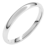 Platinum 2 mm Lightweight Comfort-Fit Half Round Band Size 6.5