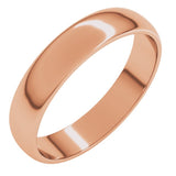 10K Rose Gold 4 mm Lightweight Half Round Band Size 6.5