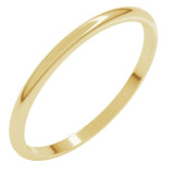 14K Yellow Gold 1.5 mm Lightweight Half Round Band Size 6
