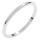 14K White Gold 1.5 mm Lightweight Half Round Band Size 7.5