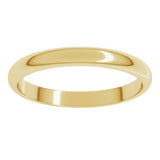 14K Yellow Gold 2.5 mm Half Round Band Size 8
