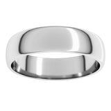 10K White Gold 5 mm Lightweight Half Round Band Size 12