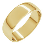 10K Yellow Gold 6 mm Lightweight Half Round Band Size 11.5