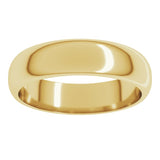 10K Yellow Gold 5 mm Half Round Band Size 6.5