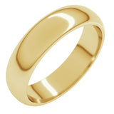 14K Yellow Gold 5 mm Half Round Band Size 9.5