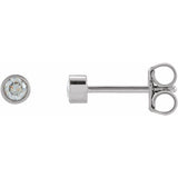 14K White Gold 1/8 CTW Natural Diamond Micro Bezel-Set Earrings