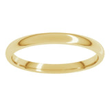 14K Yellow Gold 2 mm Lightweight Comfort-Fit Half Round Band Size 4.5