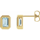 14K Yellow Gold Natural Sky Blue Topaz Solitaire Earrings