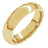 14K Yellow Gold 5 mm Comfort-Fit Half Round Band Size 8