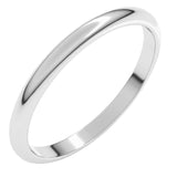 Platinum 2 mm Half Round Band Size 7