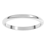 Platinum 2 mm Half Round Band Size 7