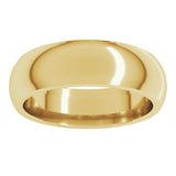18K Yellow Gold 6 mm Comfort-Fit Half Round Band Size 8