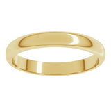 10K Yellow Gold 3 mm Half Round Band Size 9