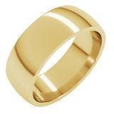 14K Yellow Gold 7 mm Lightweight Comfort-Fit Half Round Band Size 12